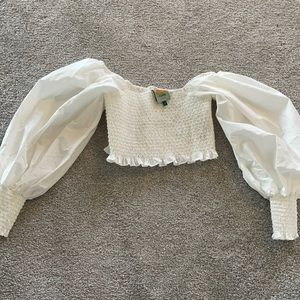 Farm Rio smocked white crop top
